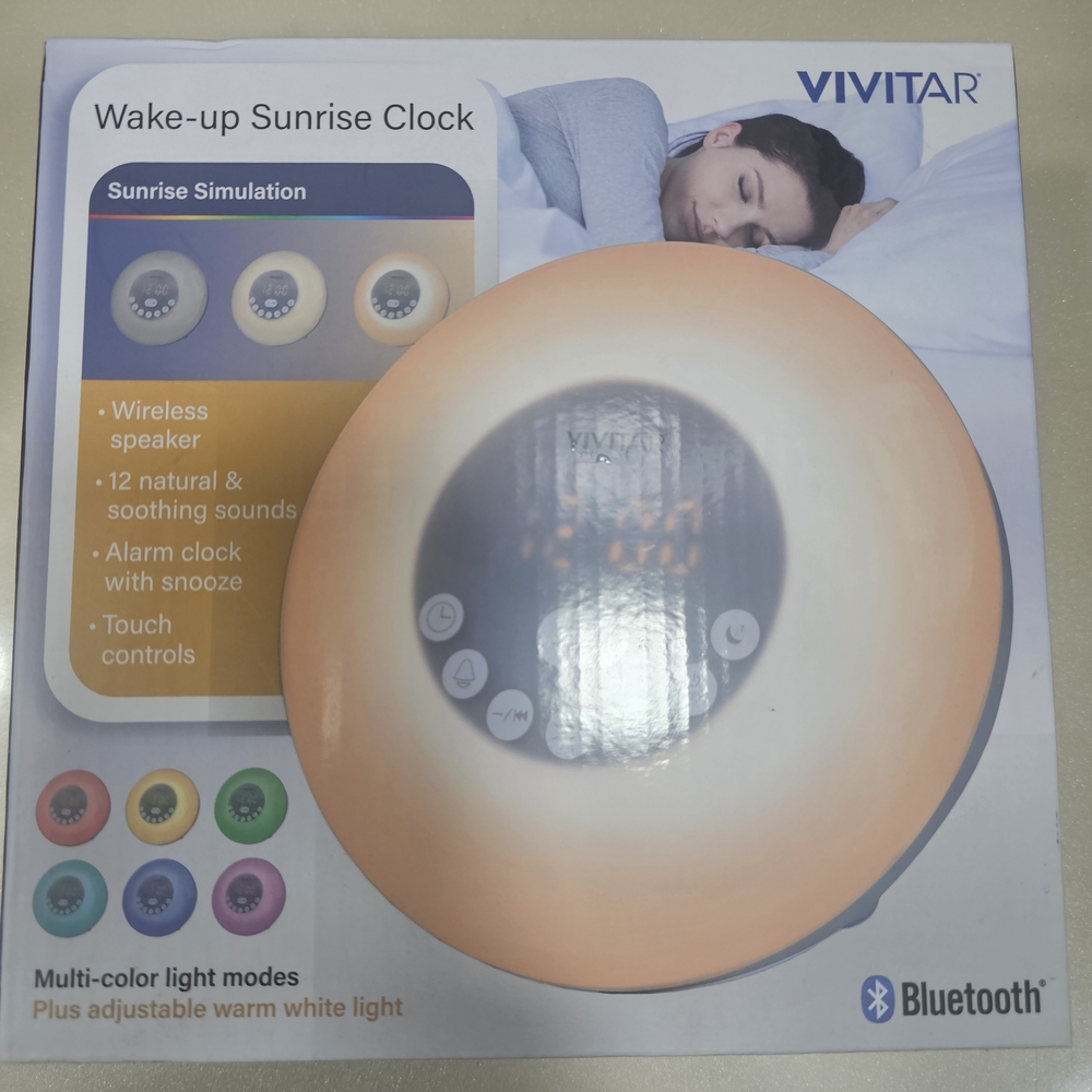 Vivitar Sunrise Simulation Clock with Bluetooth - Warm Orange and White